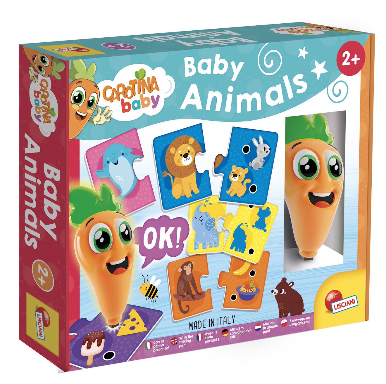 Jeu éducatif intéractif bébé animaux carotina, avec stylo parlant lumineux multicolore