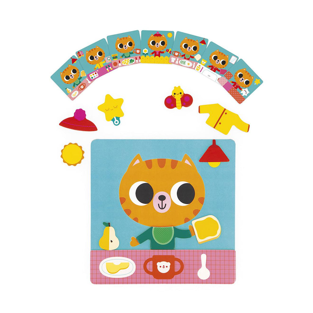 Jeu éducatif, ¨le petit chat des rituels multicolore
