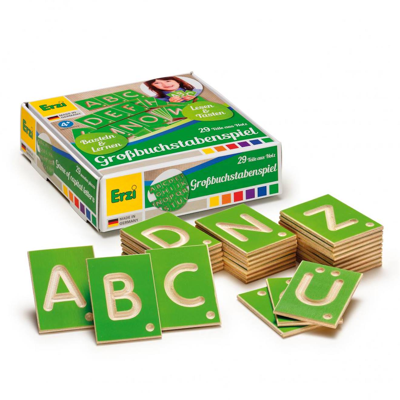 Jeu éducatif lettres majuscules vert