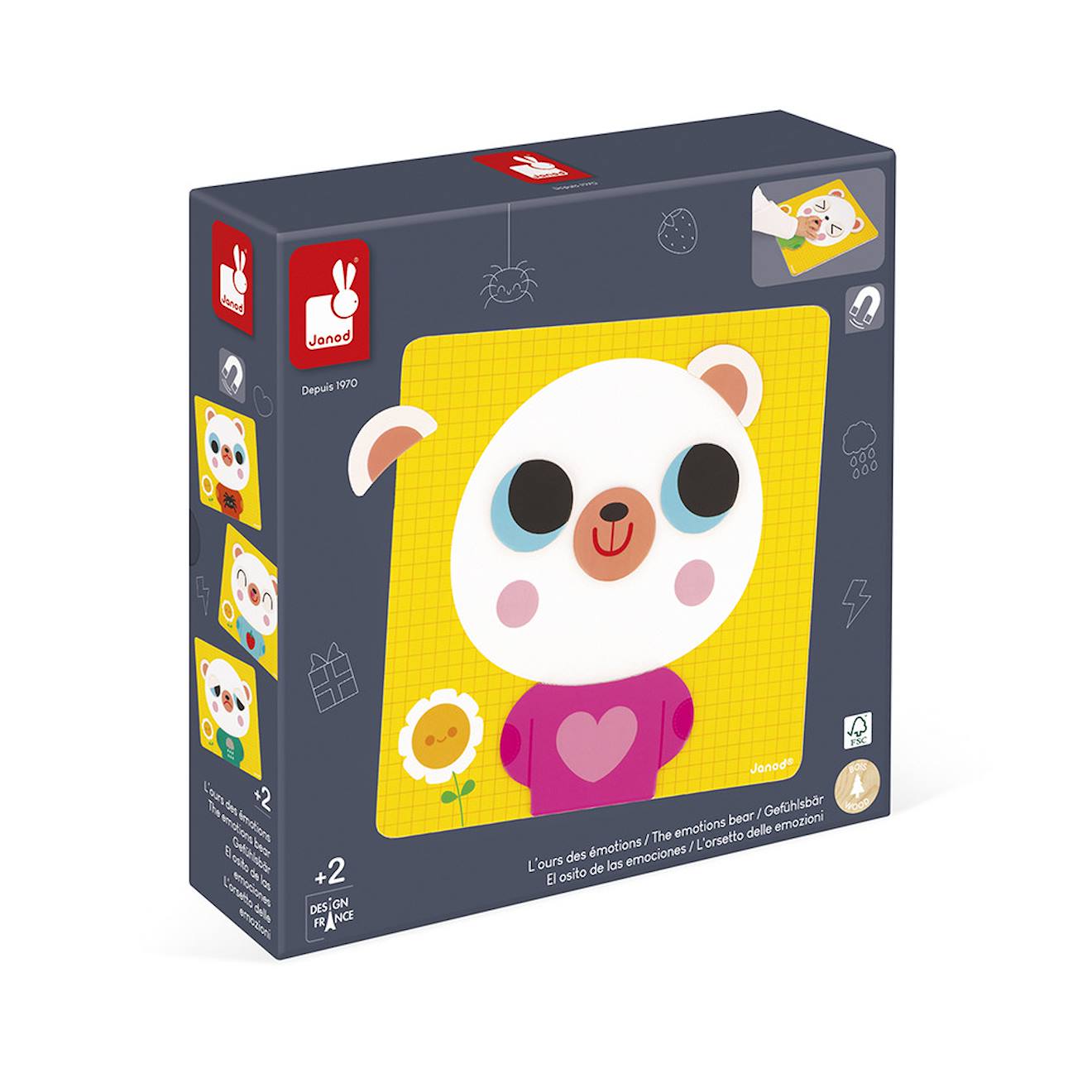 Jeu éducatif, l'ours des émotions multicolore