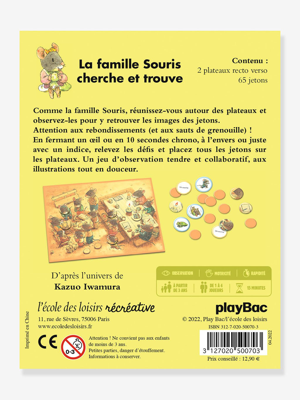 Jeu la famille souris cherche et trouve multicolore