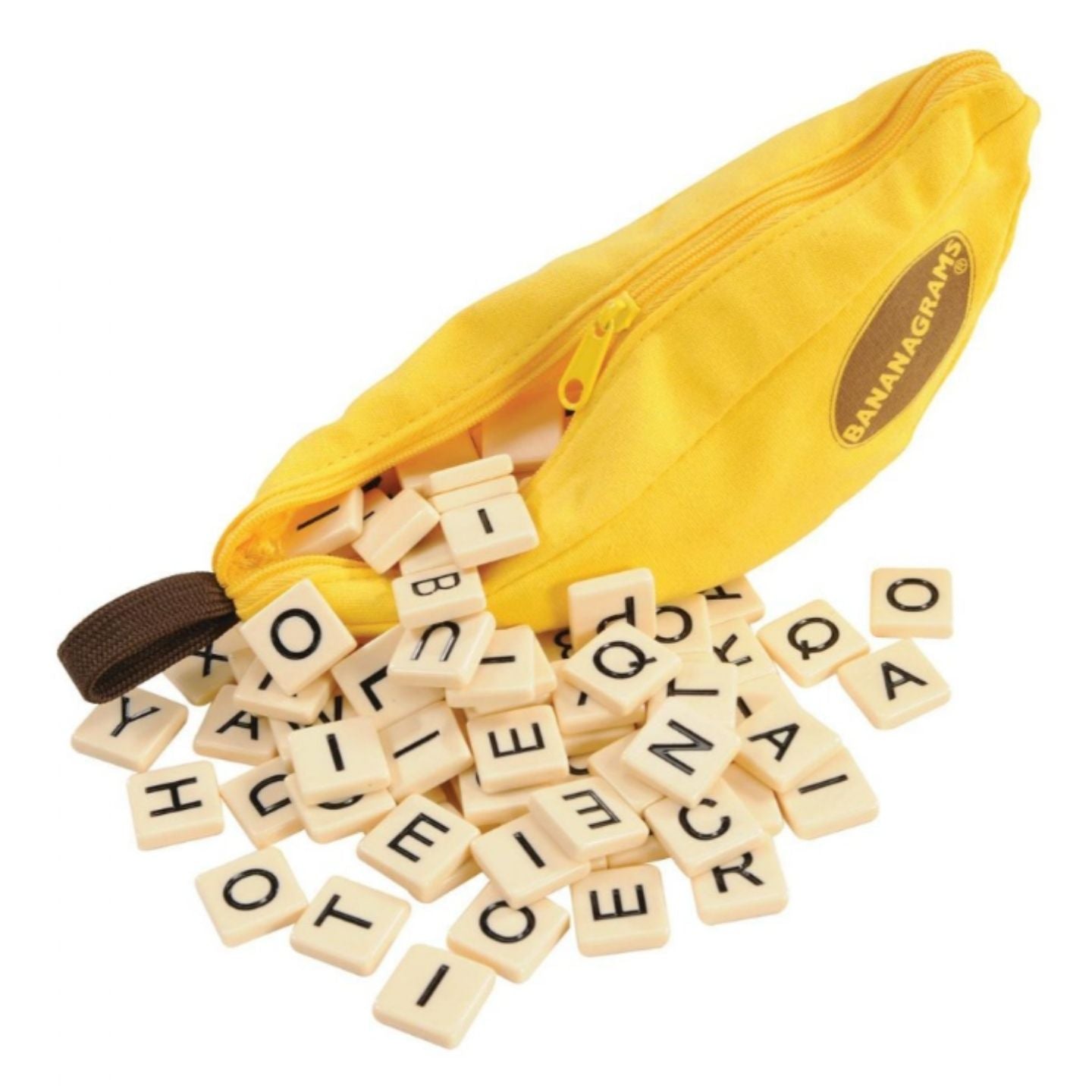 Lettres du jeu Bananagrams étalées sur une table