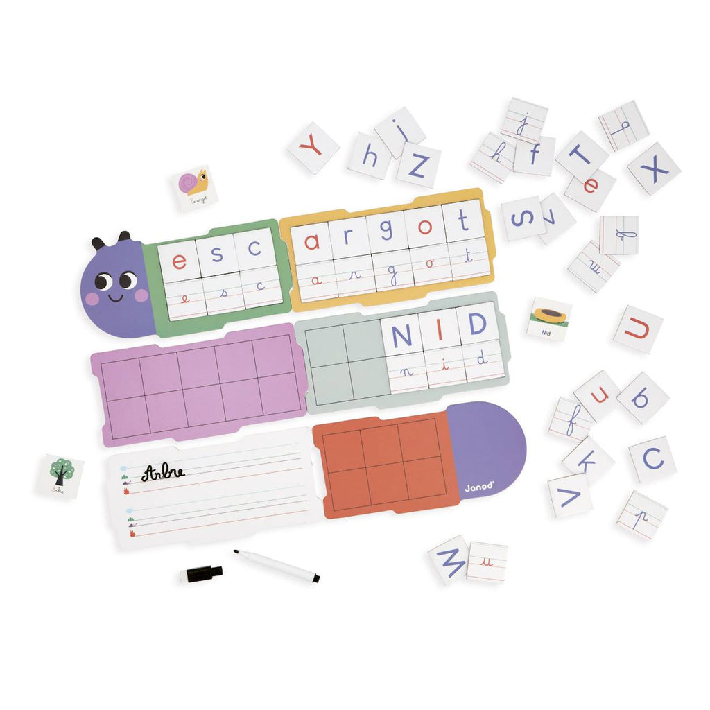 Jeu pédagogique, apprentissage de l'écriture multicolore