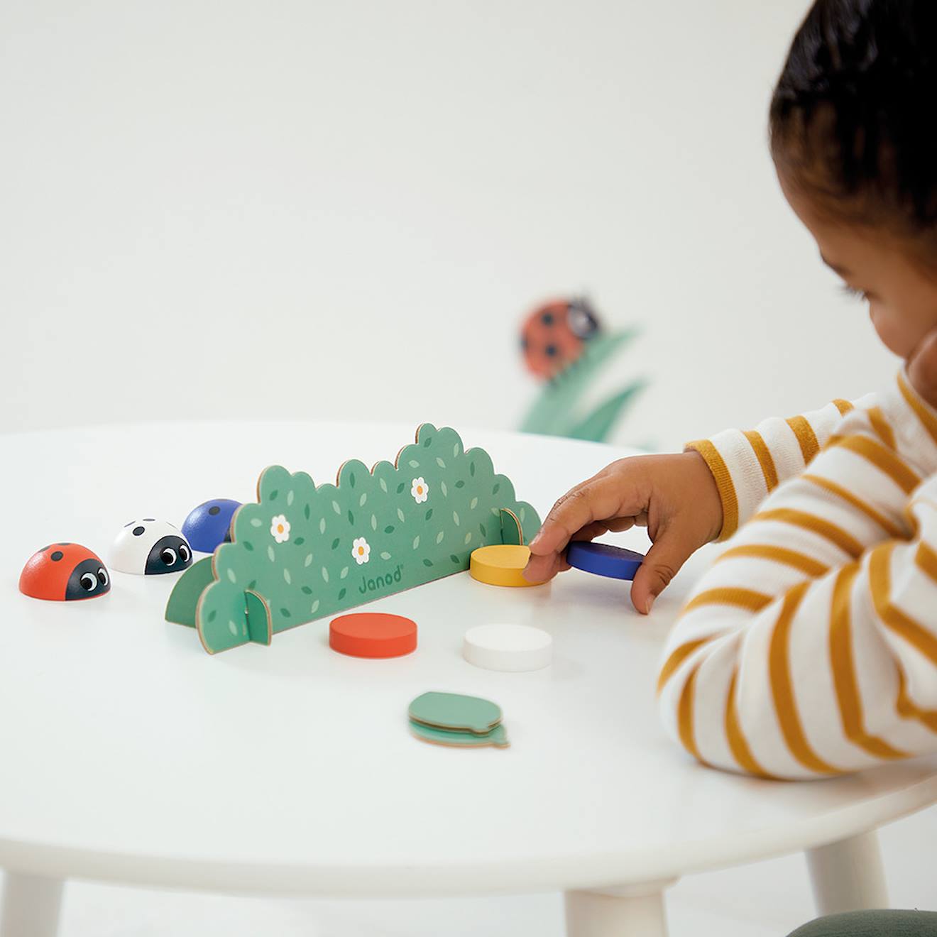 Jeu pédagogique de mémoire, les coccinelle multicolore