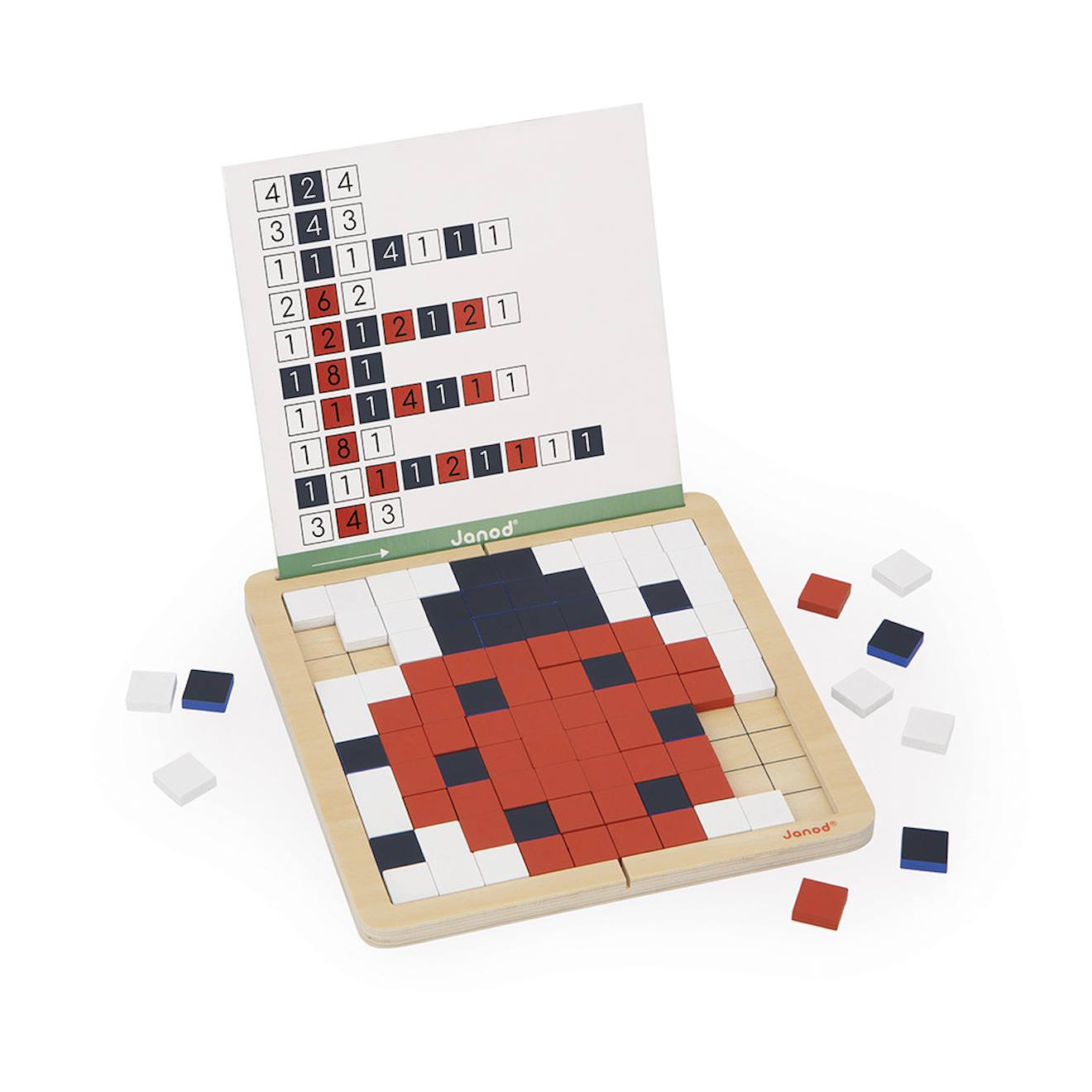 Jeu pédagogique, mosaïque symétrie et codage multicolore
