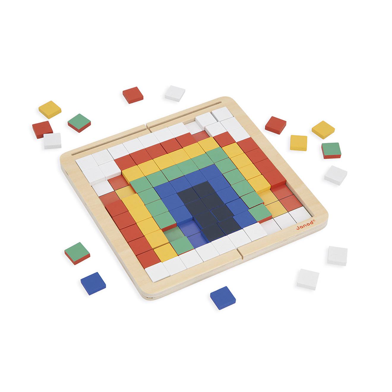 Jeu pédagogique, mosaïque symétrie et codage multicolore