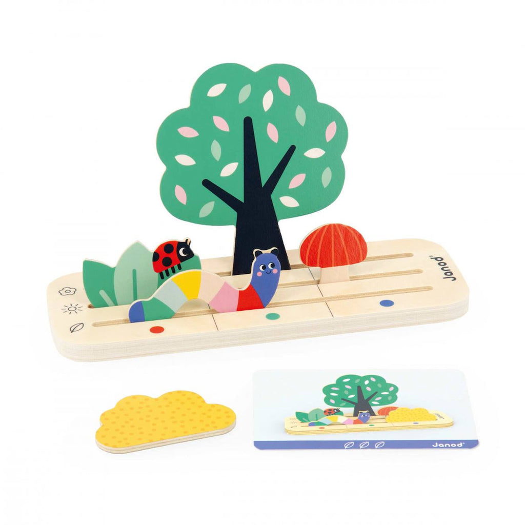 Jeu pédagogique se repérer, le jardin multicolore