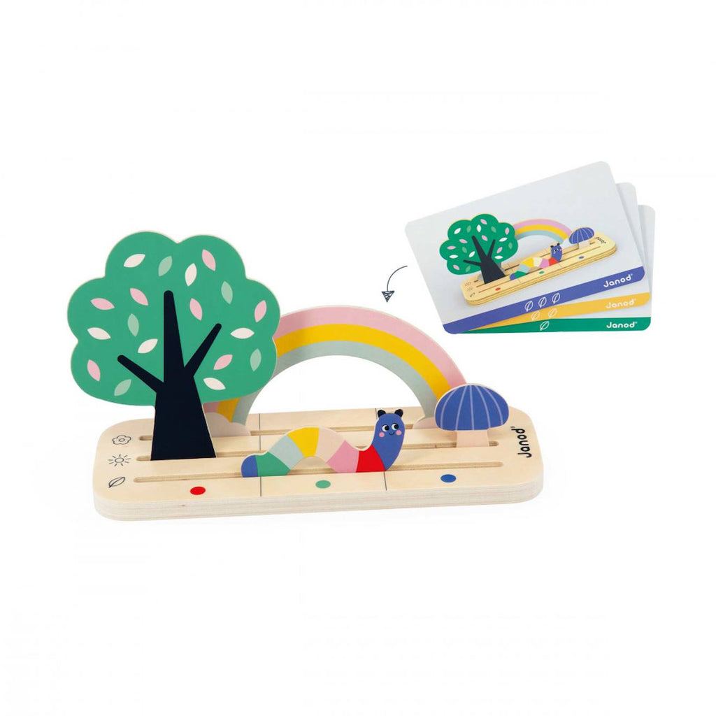 Jeu pédagogique se repérer, le jardin multicolore