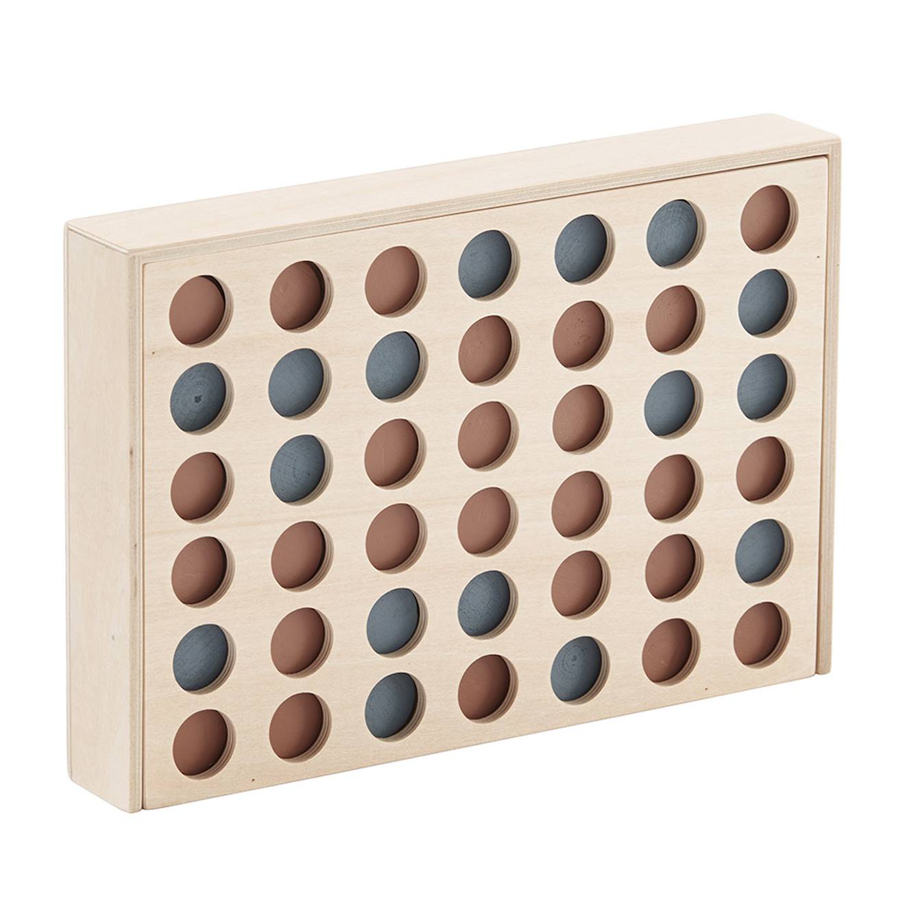 Jeu puissance 4 en bois beige, orange, bleu