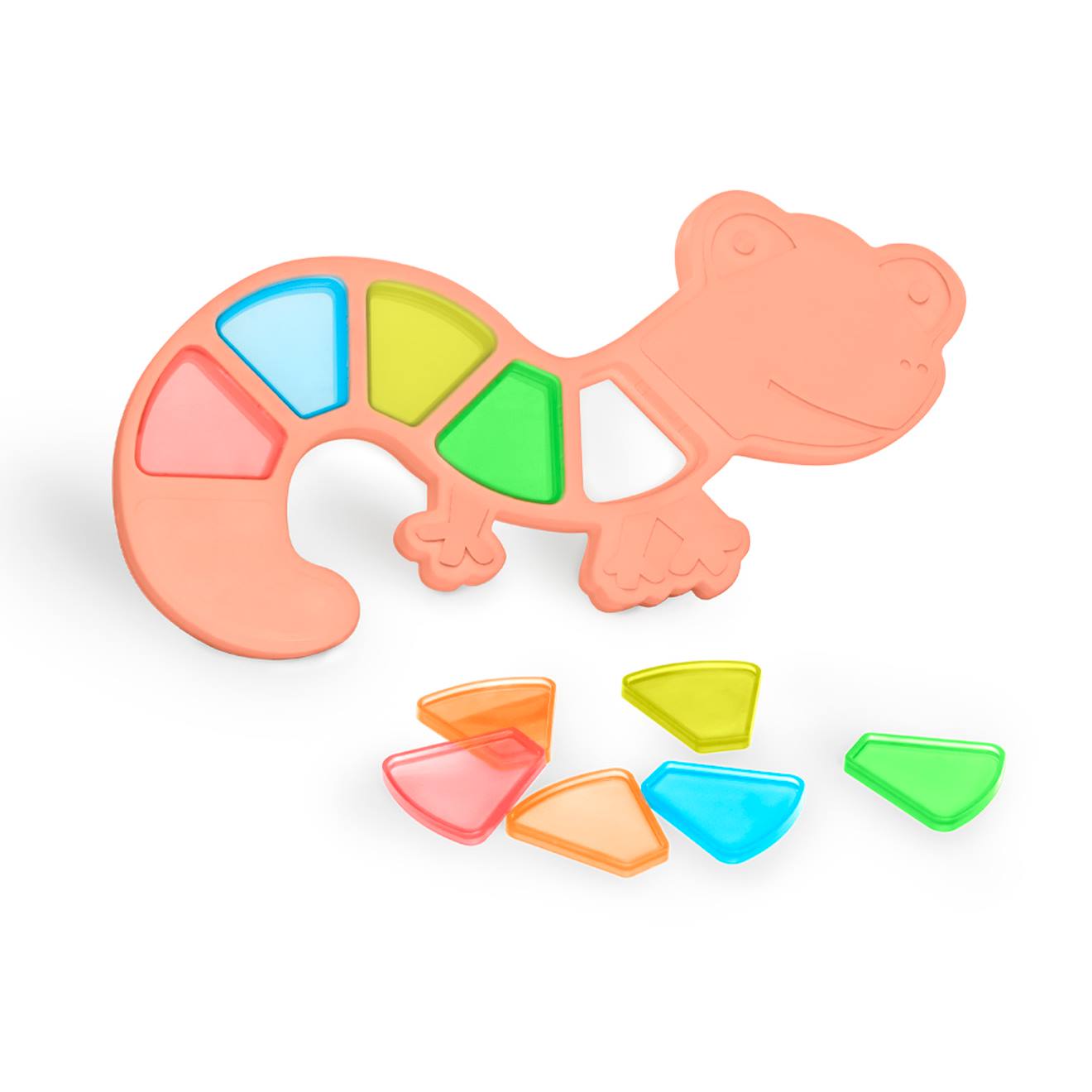 Jeu sensoriel de couleurs : lézard translucide vert