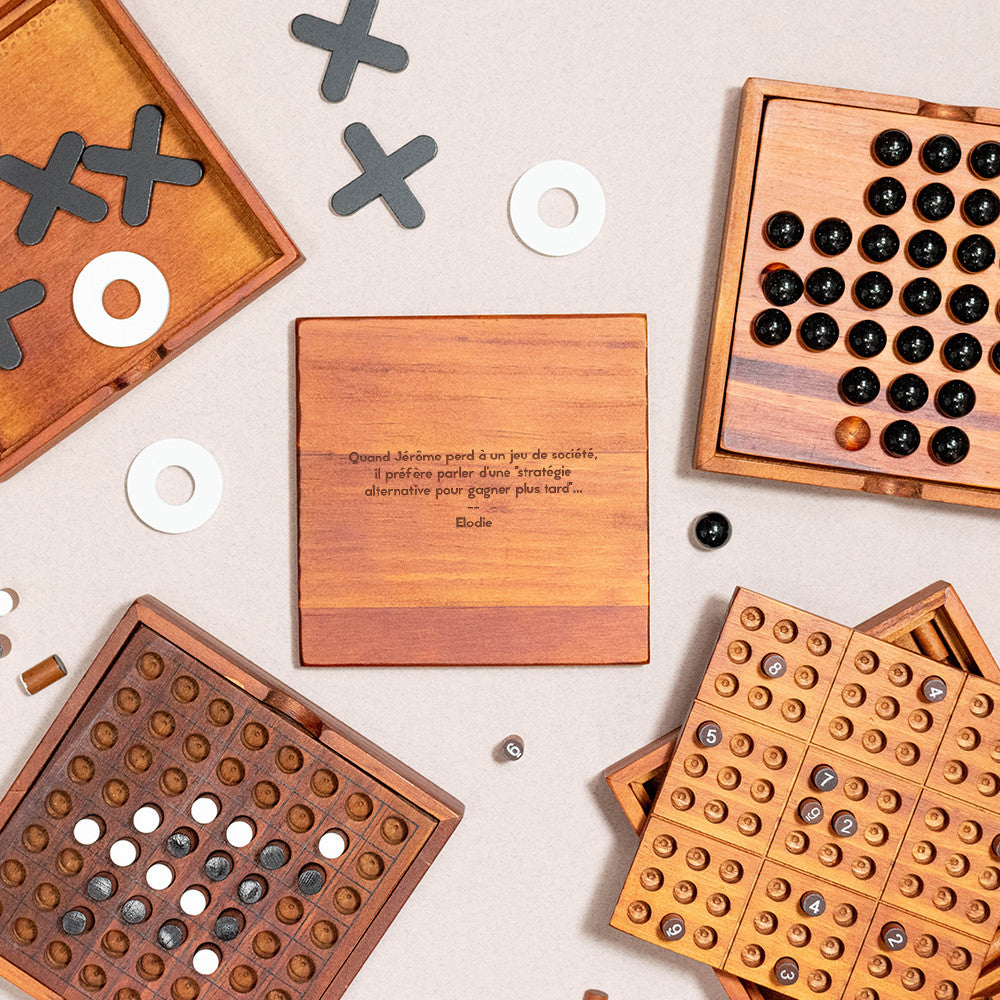 Jeu de Voyage en Bois à Personnaliser Morpion - Jeux de Société Originaux
