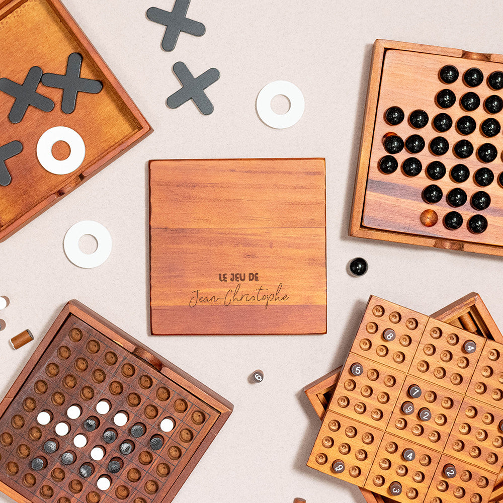 Jeu de Voyage en Bois Prénom à Personnaliser Solitaire - Jeux de Société Originaux
