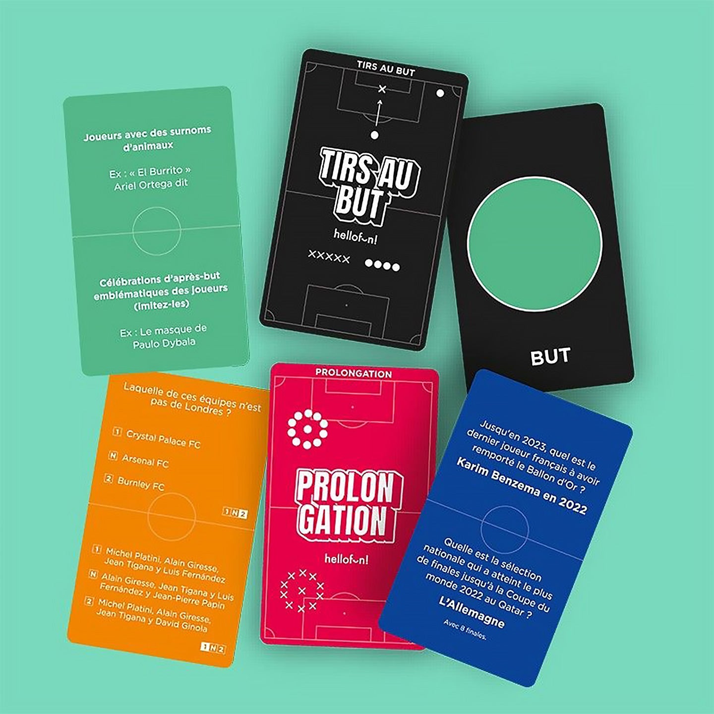 Cartes du jeu Tiki Taka autour du football