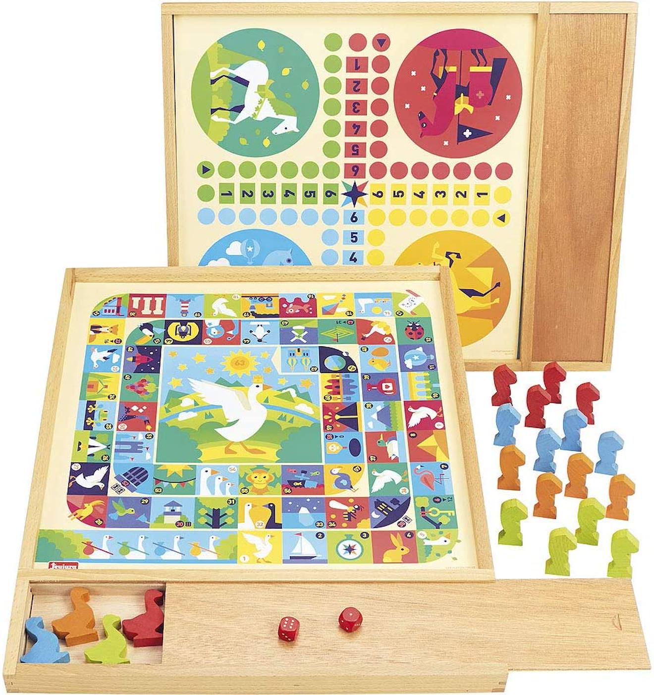 Jeux de l'oie et petits chevaux beige