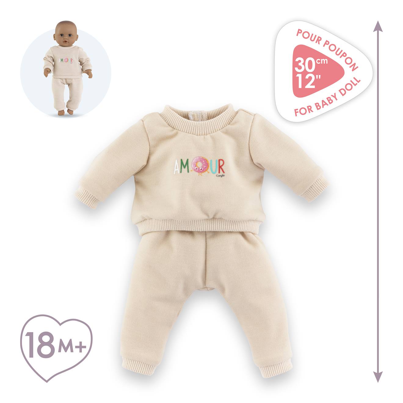 Jogging beige pour poupon 30 cm beige