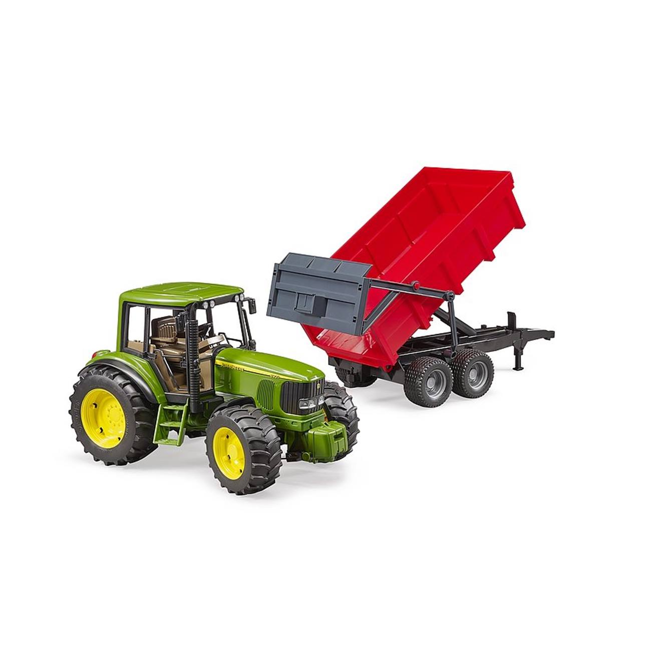 John deere 6920 avec remorque à benne basculante multicolore