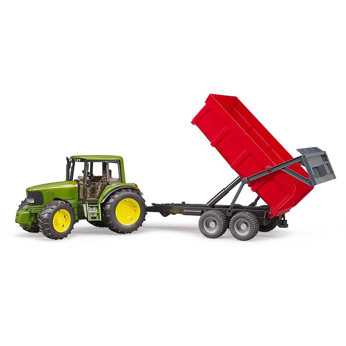 John deere 6920 avec remorque à benne basculante multicolore