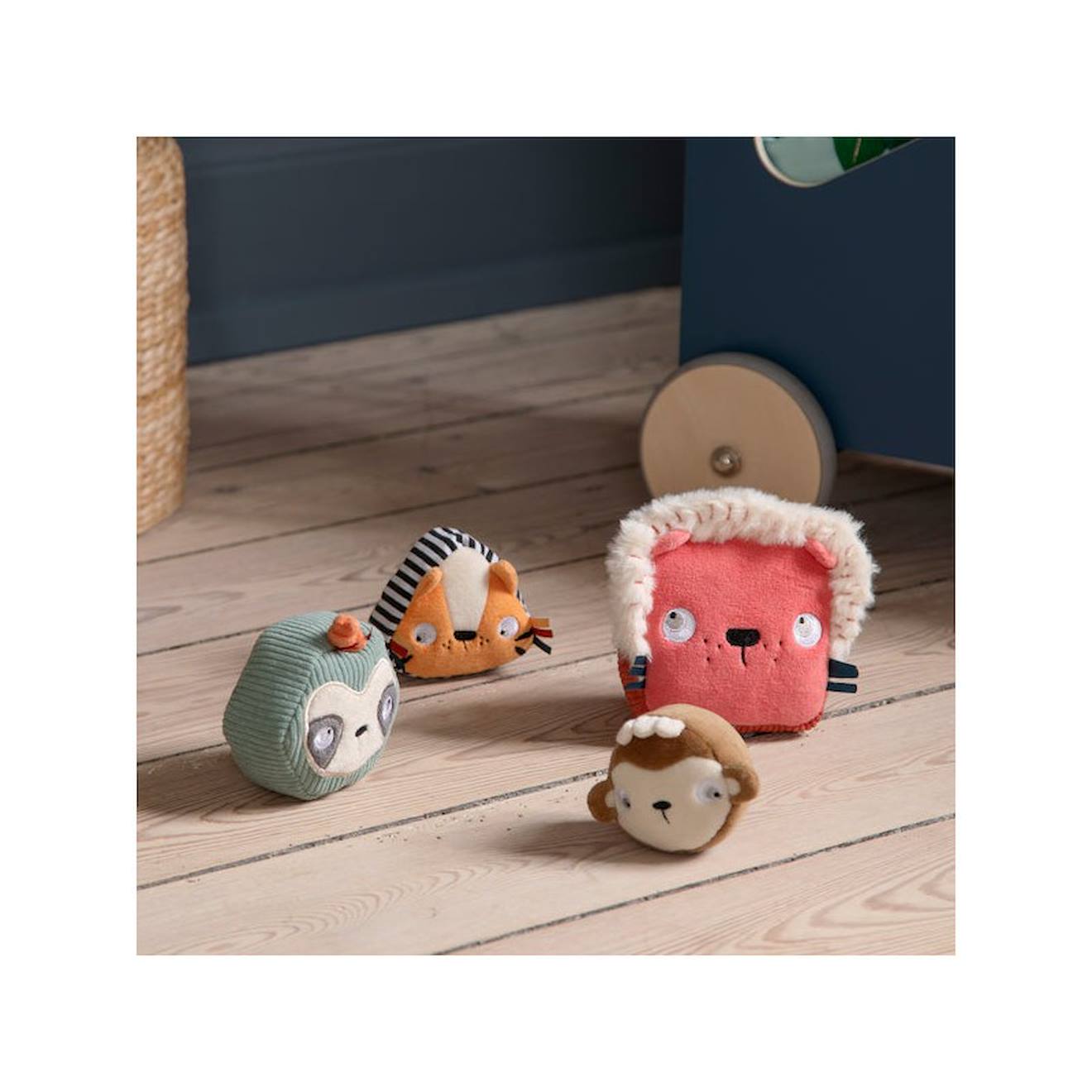 Jouet à empiler faune en coton multicolore