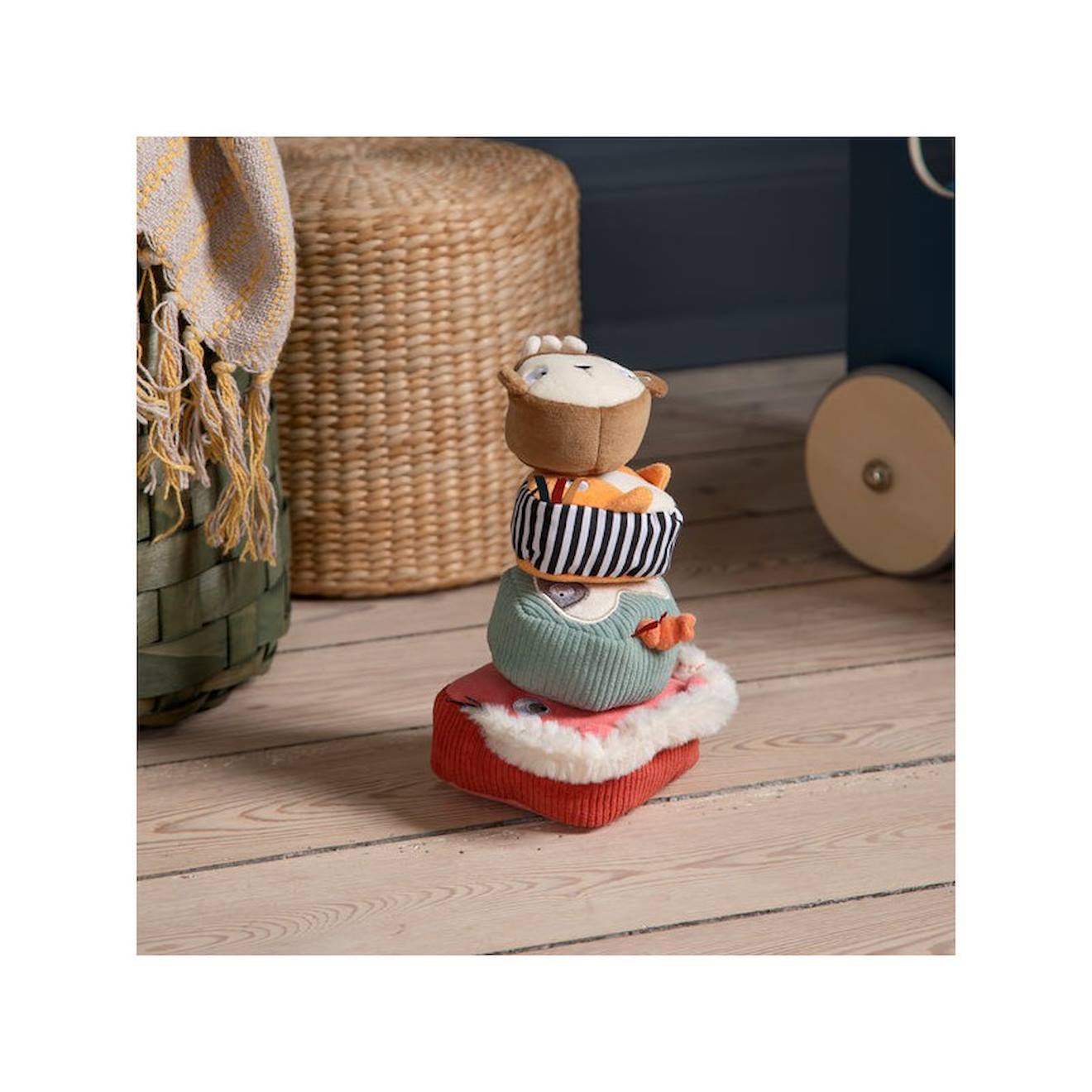 Jouet à empiler faune en coton multicolore
