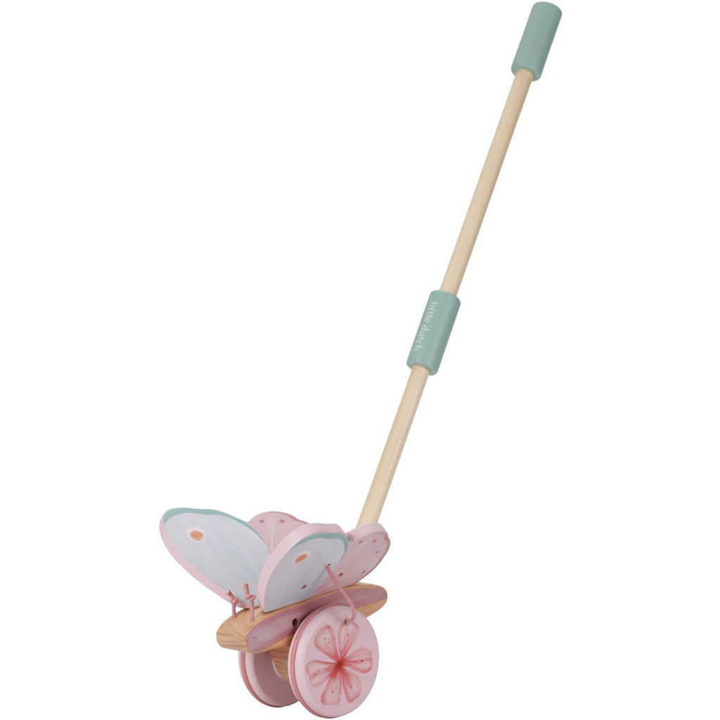 Jouet à pousser en bois FSC forest friends rose, vert, bois