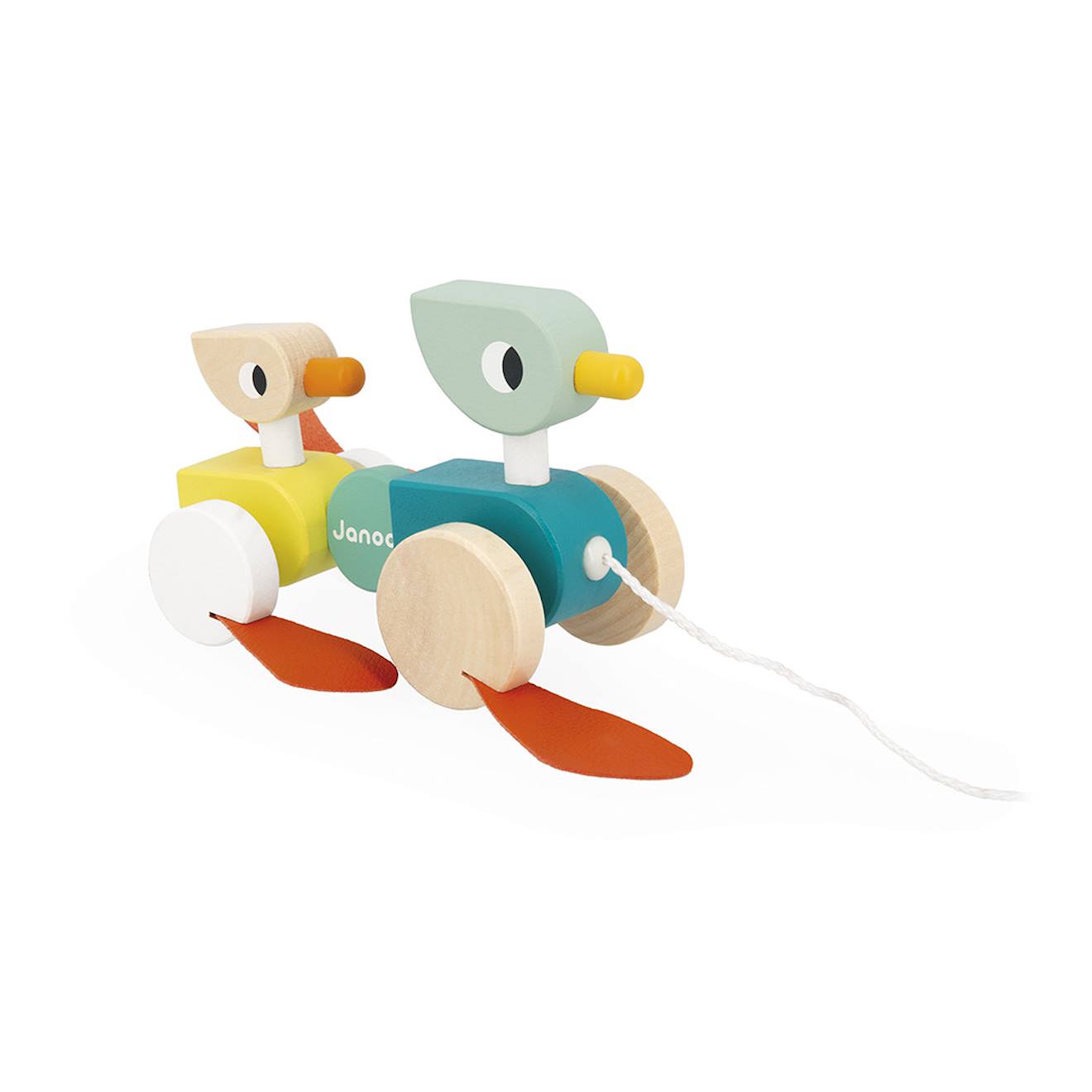 Jouet à tirer en bois - canards à promener multicolore