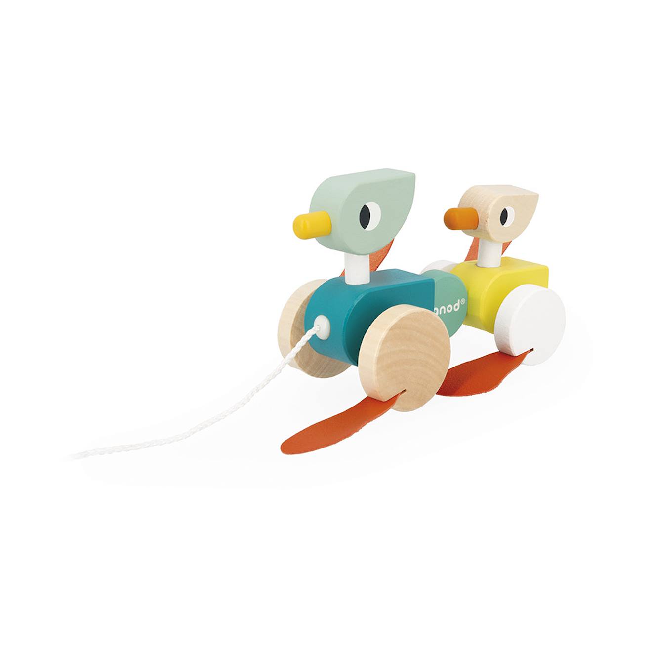 Jouet à tirer en bois - canards à promener multicolore