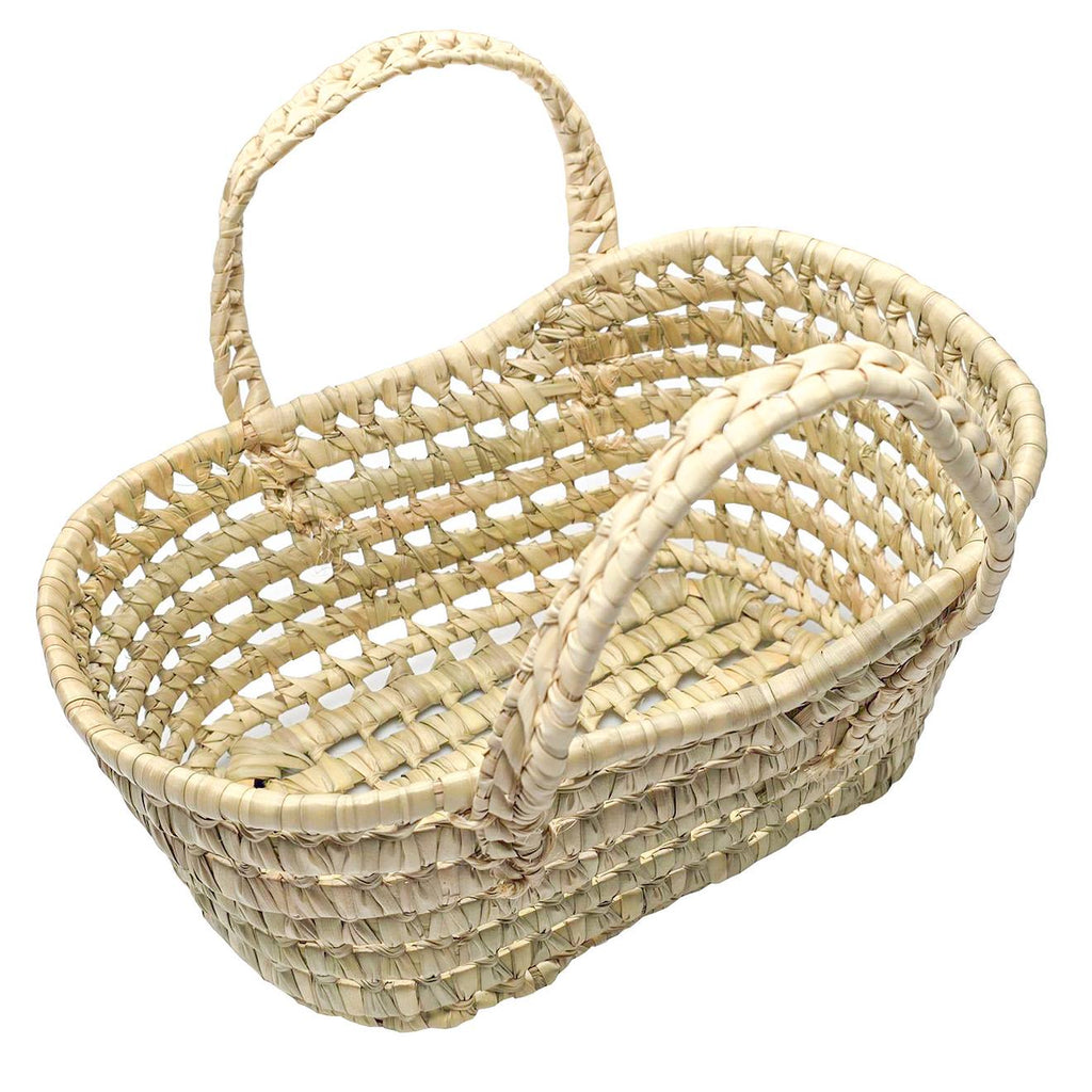 Jouet couffin poupée 35cm en fibres naturelles beige