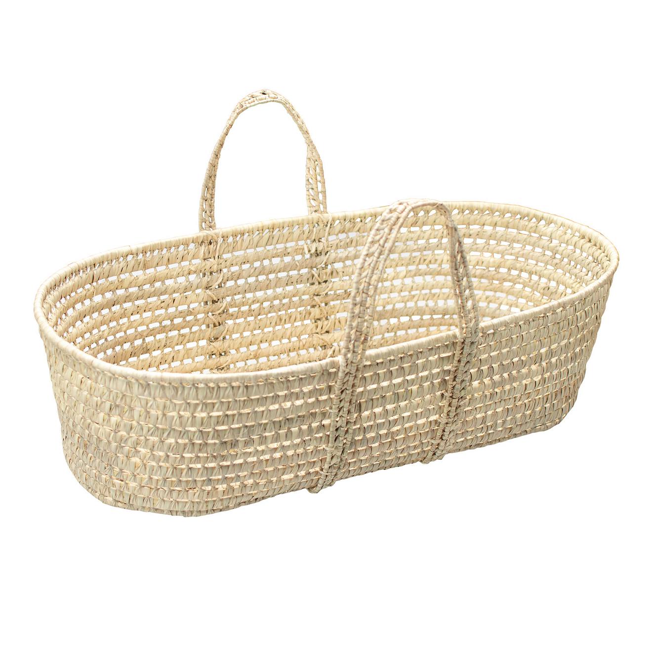Jouet couffin poupée 60cm en fibres naturelles beige
