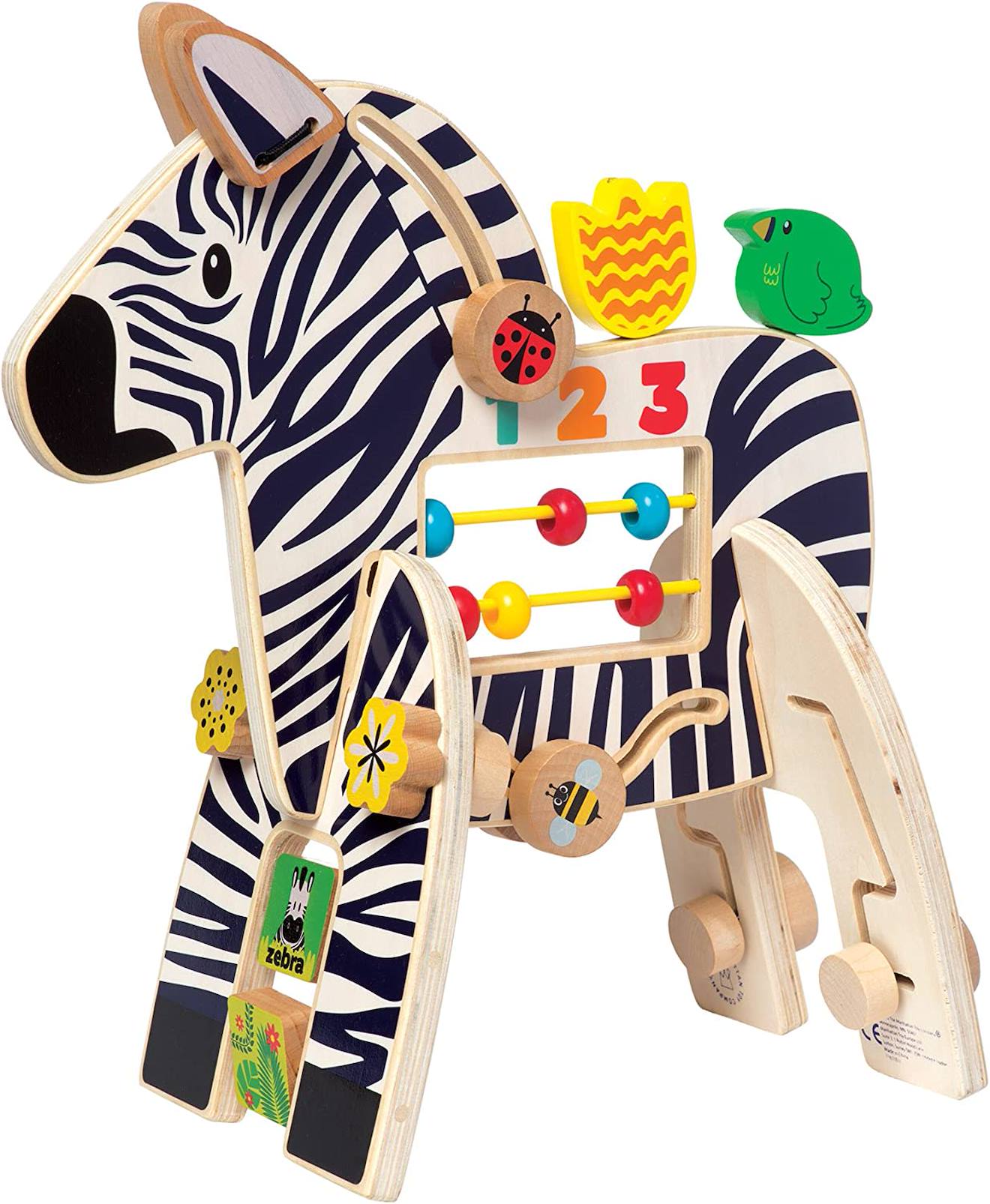 Jouet d'activité zèbre safari beige