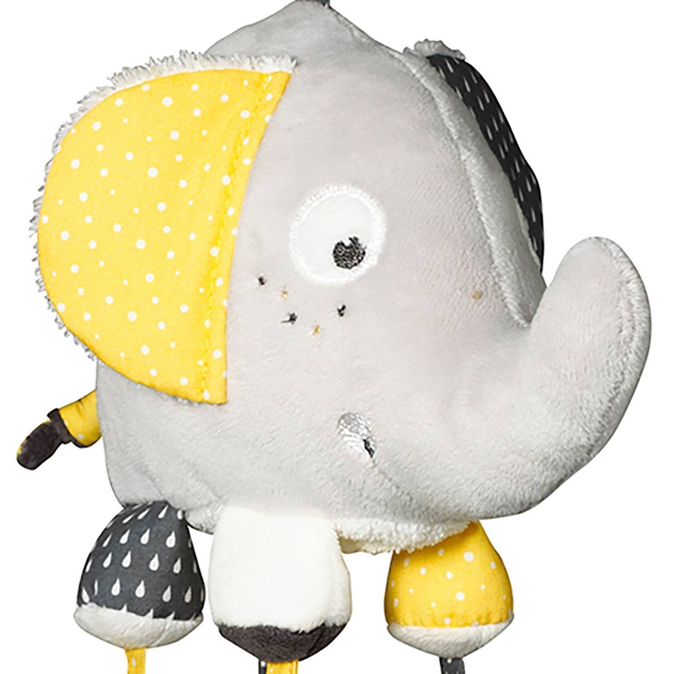 Jouet d'activités enfant eléphant en velours - babyfan gris