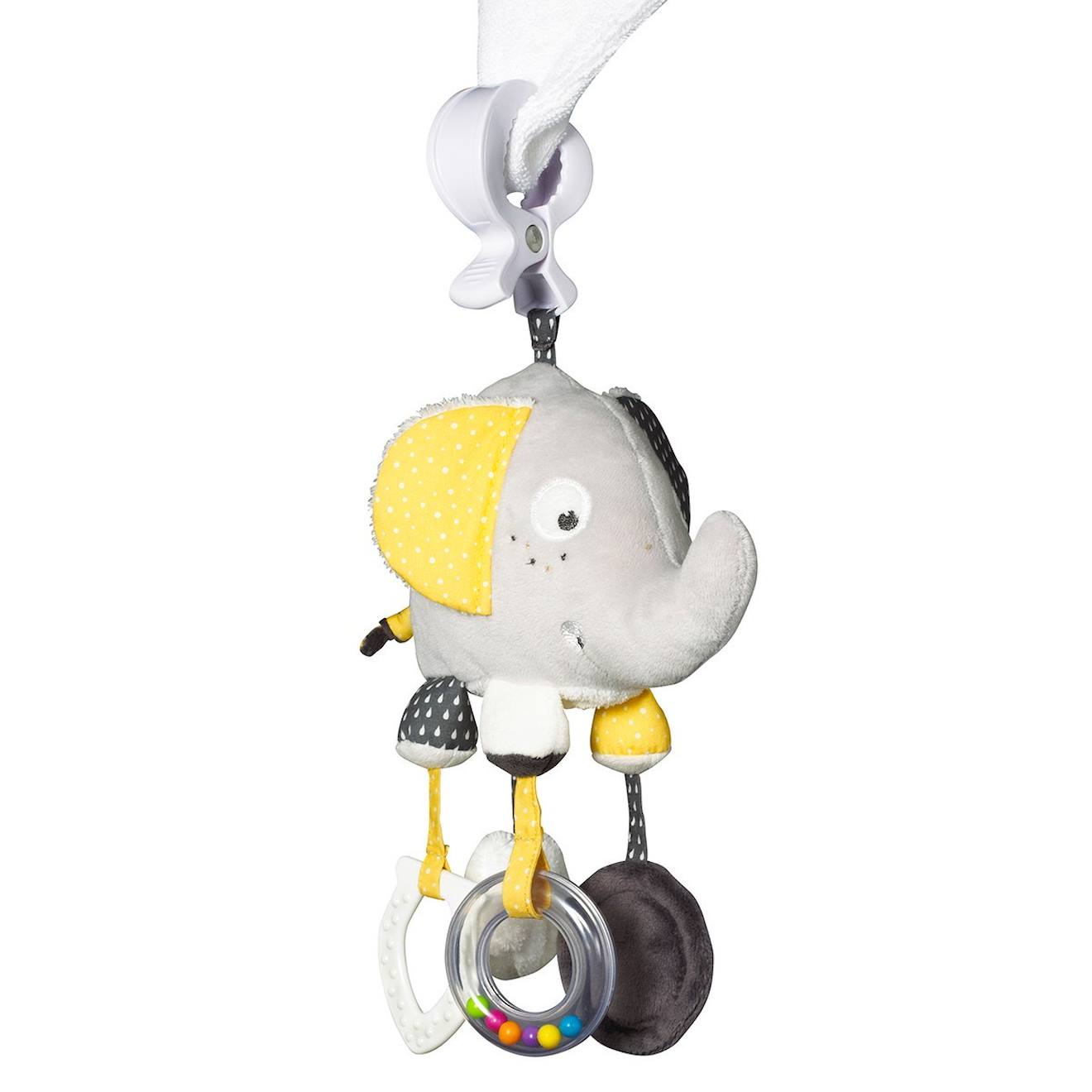 Jouet d'activités enfant eléphant en velours - babyfan gris