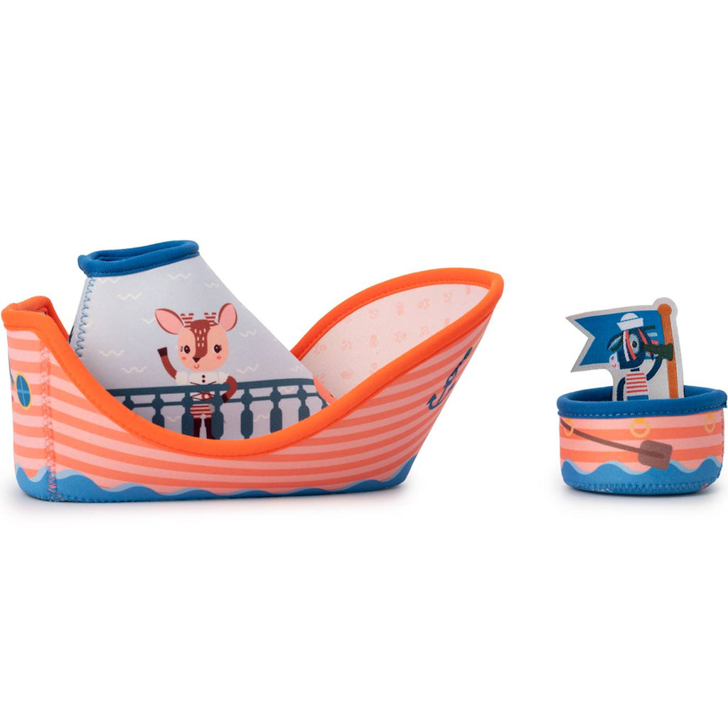 Jouet de bain bateau de pirate jack rouge, bleu, gris