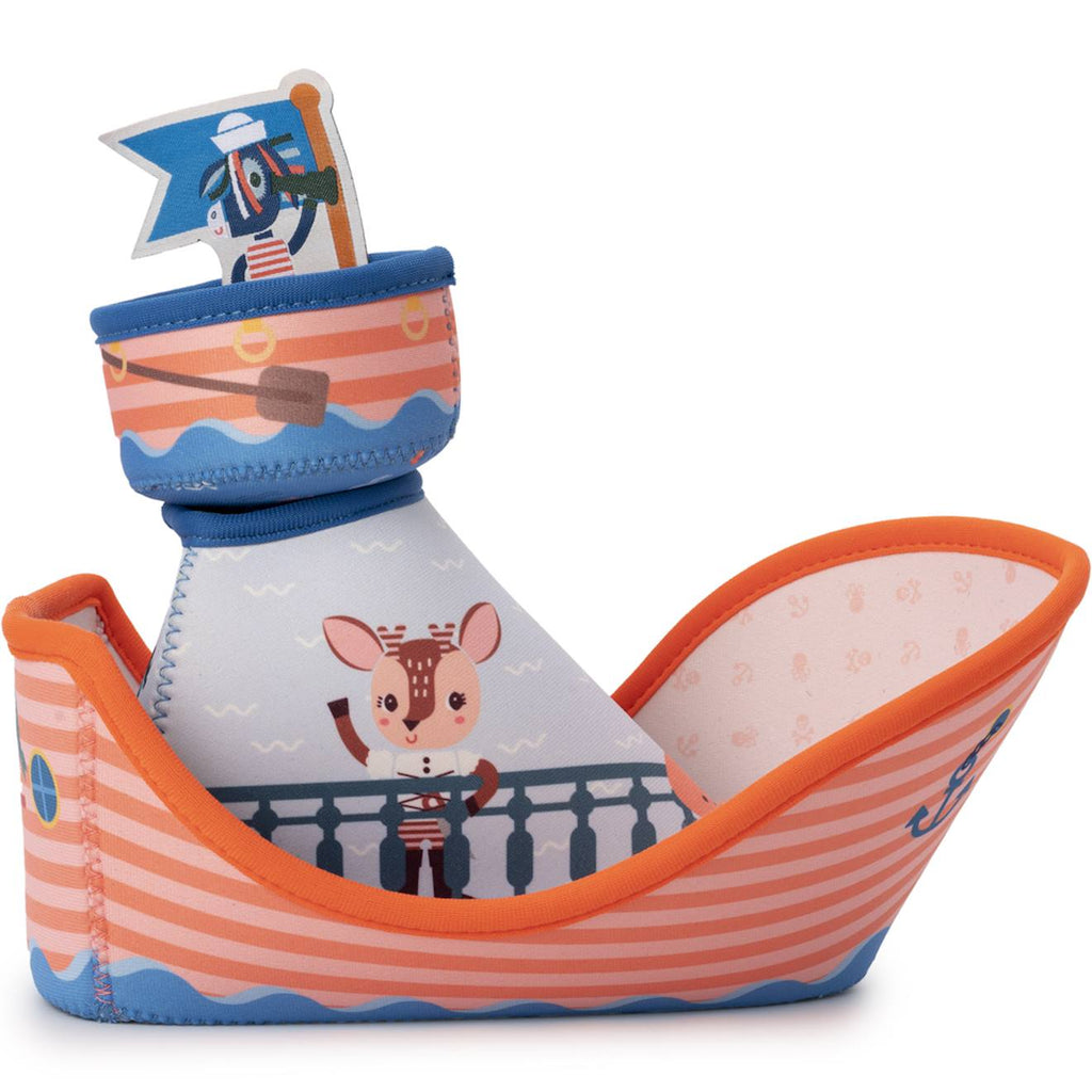 Jouet de bain bateau de pirate jack rouge, bleu, gris