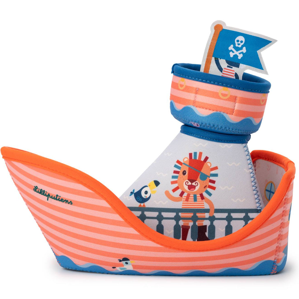 Jouet de bain bateau de pirate jack rouge, bleu, gris