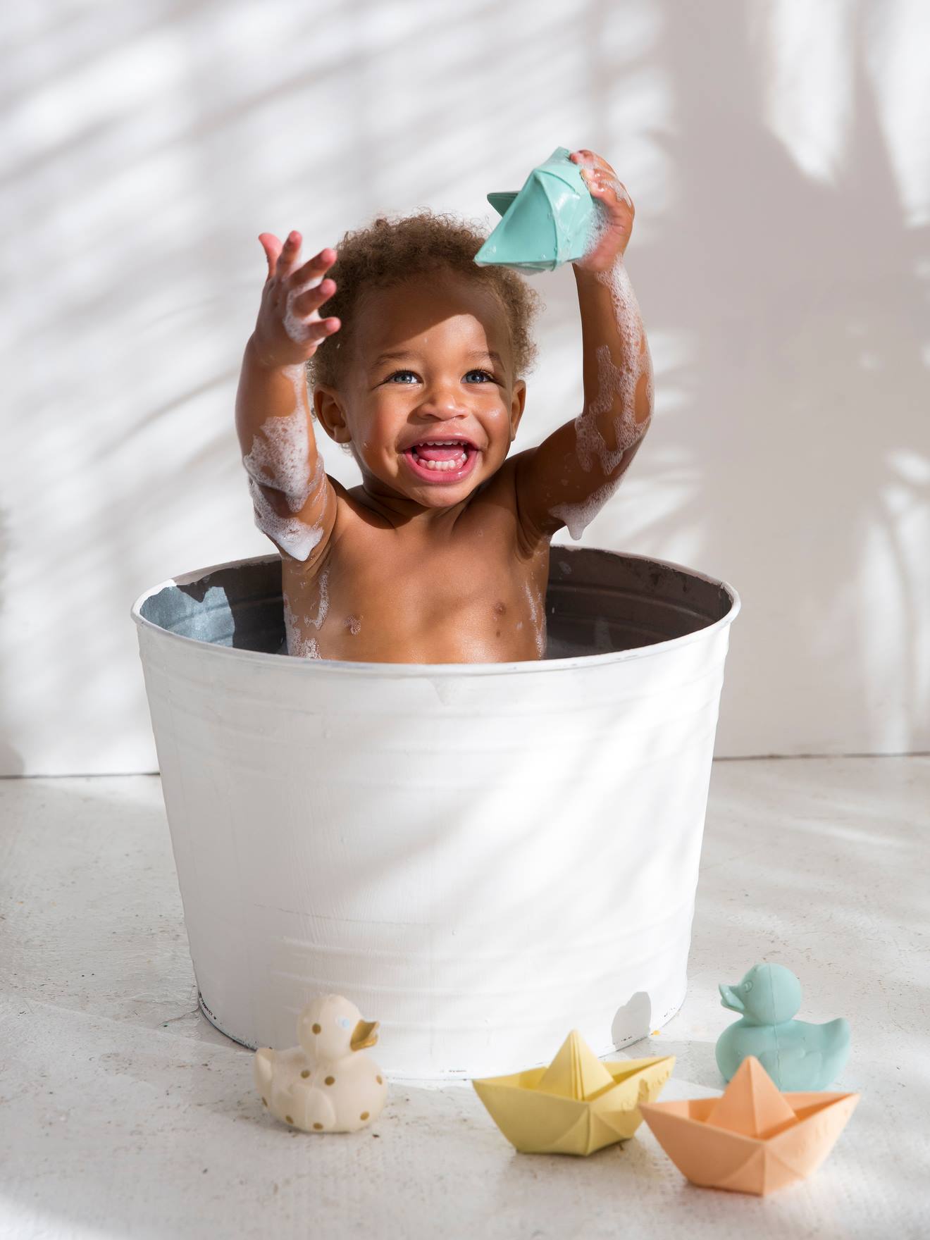 Jouet de bain bateau origami - menthe