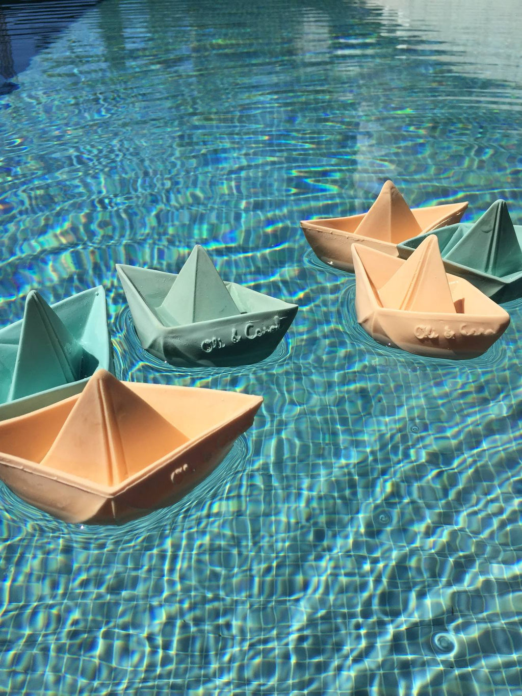 Jouet de bain bateau origami - menthe