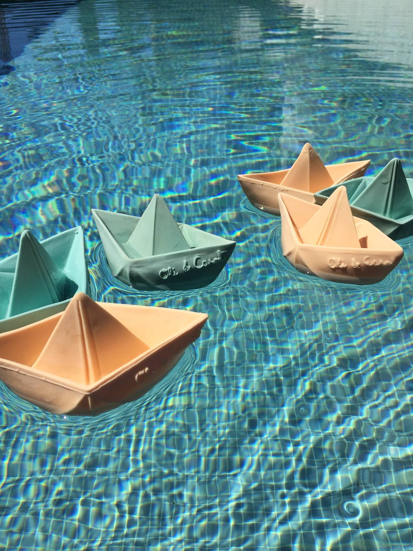 Jouet de bain bateau origami - menthe