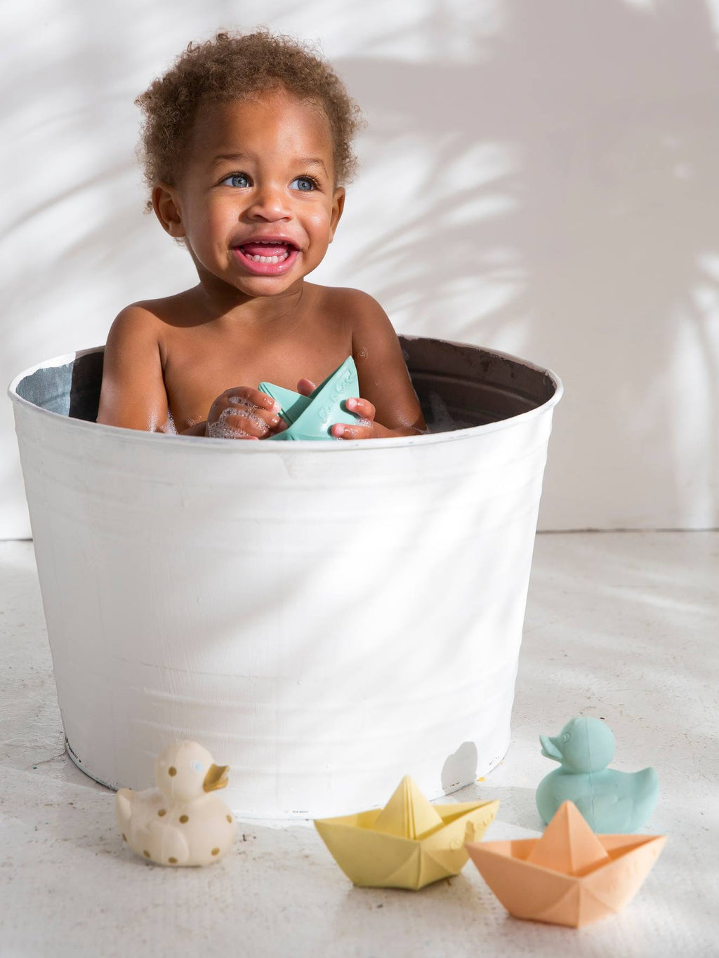 Jouet de bain bateau origami - menthe