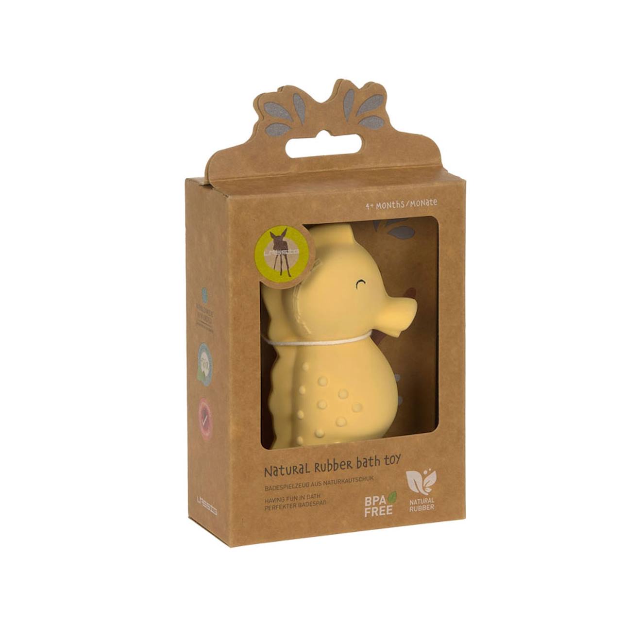 Jouet de bain en caoutchouc naturel hippocampe jaune
