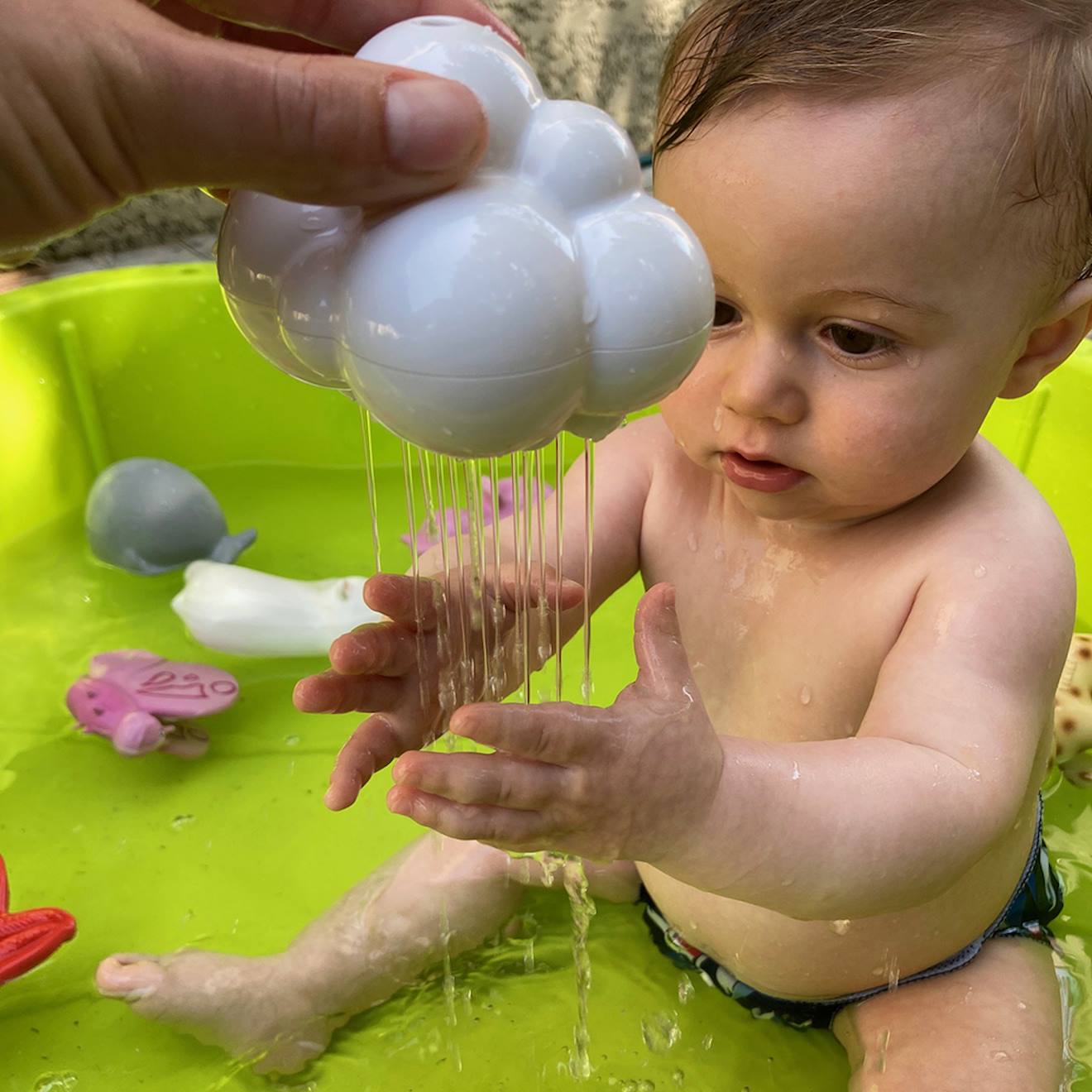 Jouet de bain pluï rain cloud blanc