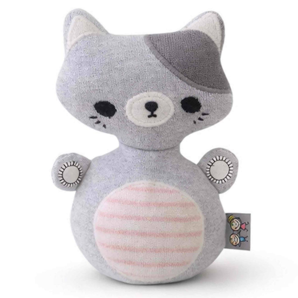 Jouet d'éveil bébé – culbuto chat en coton gris