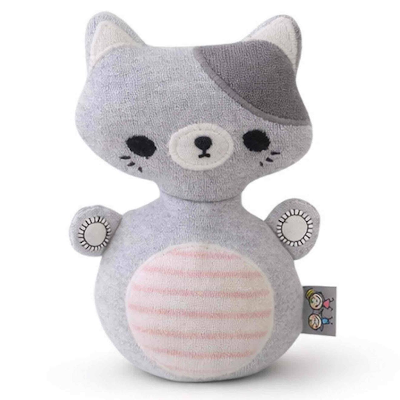Jouet d'éveil bébé – culbuto chat en coton gris