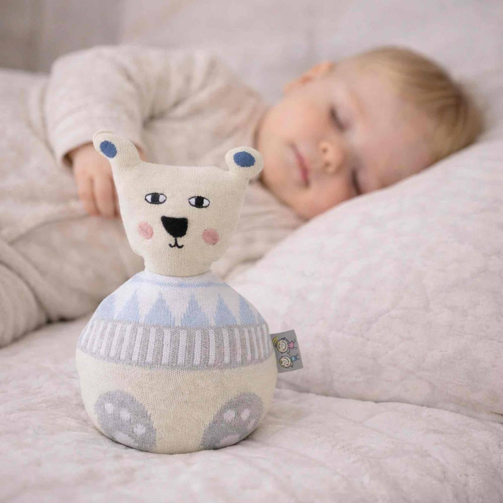 Jouet d'éveil culbuto cadeau de naissance écru