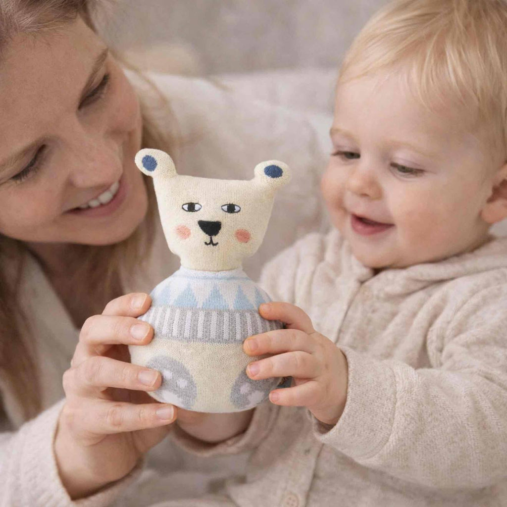 Jouet d'éveil culbuto cadeau de naissance écru