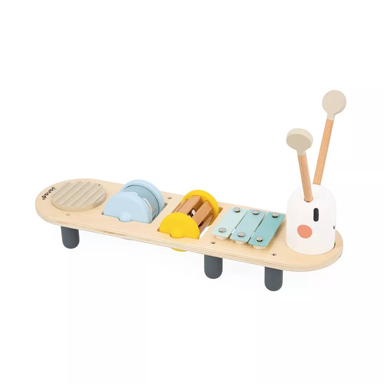 Jouet d'éveil musical en bois chenille multicolore