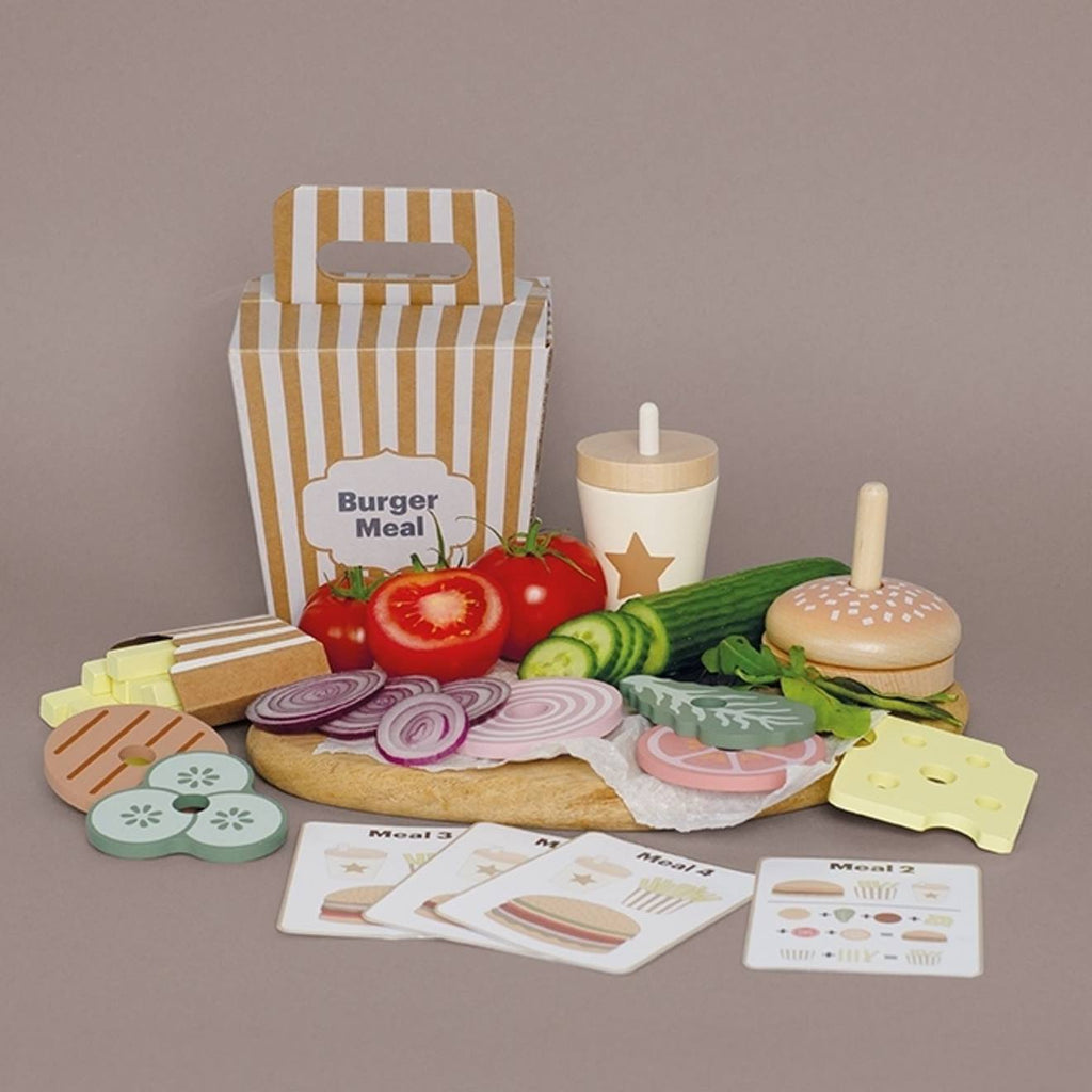 Jouet en bois - dînette - burger meal beige