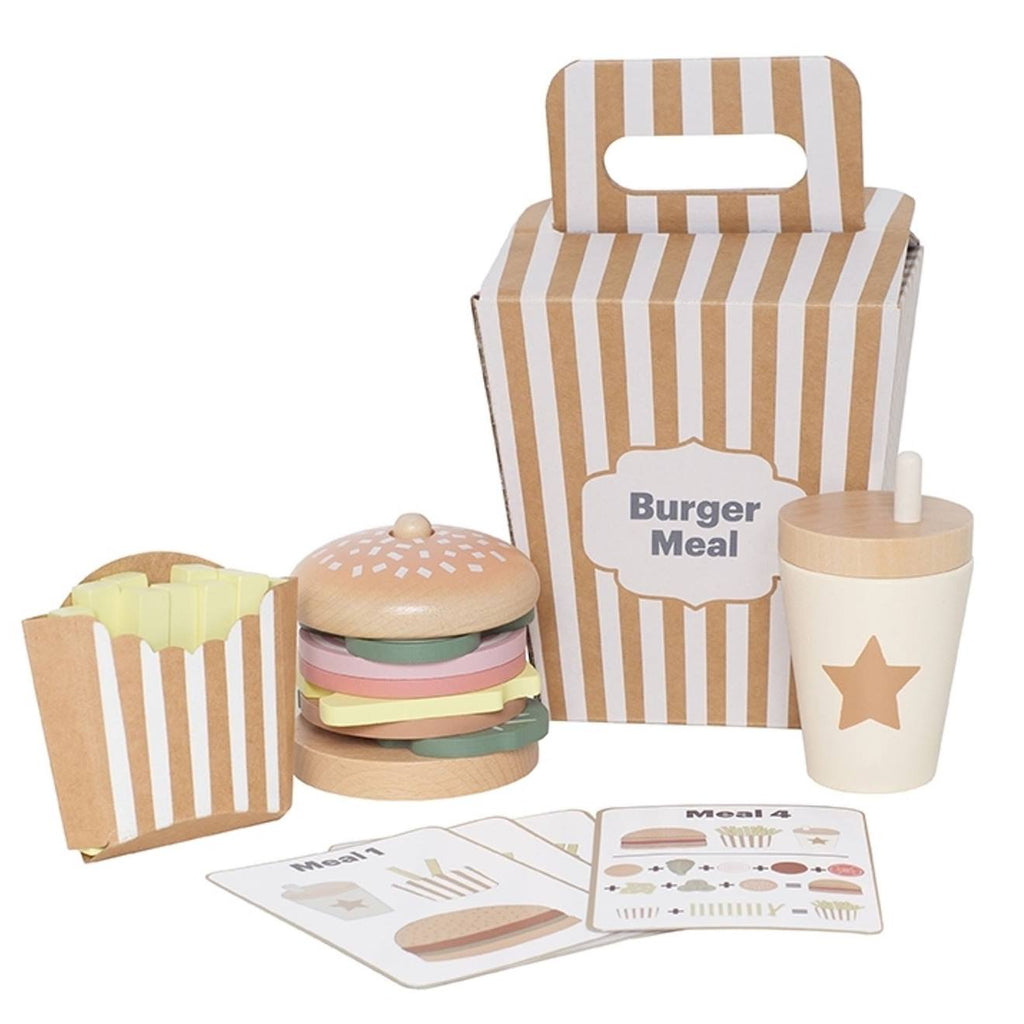 Jouet en bois - dînette - burger meal beige