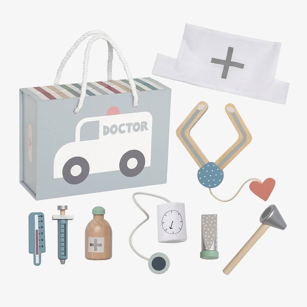 Jouet en bois - mallette de docteur gris