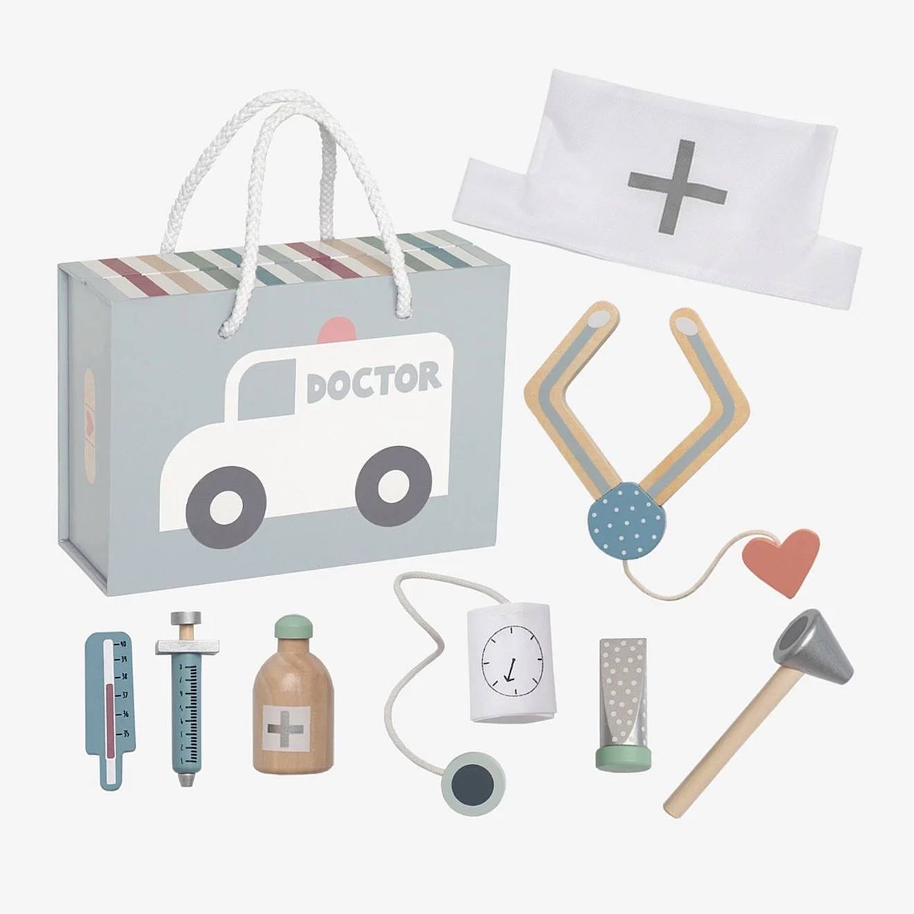 Jouet en bois - mallette de docteur gris