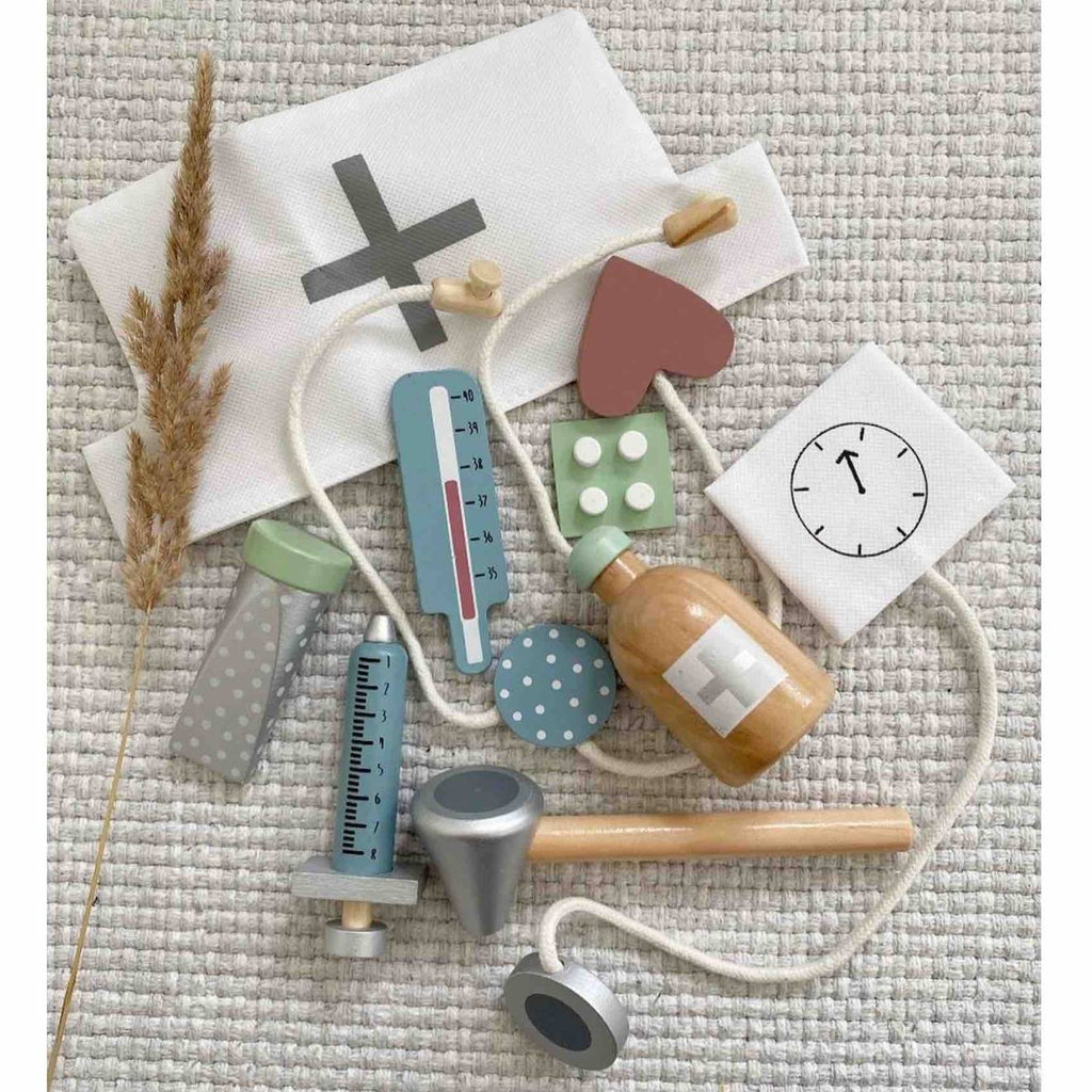 Jouet en bois - mallette de docteur gris